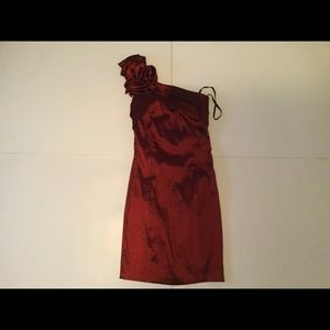 Mystic Midi Dress with Shoulder Blossom